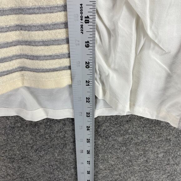 St. John Tank Women L Large White Striped Silk Sleeveless Round Neck Sheer - Picture 6 of 9